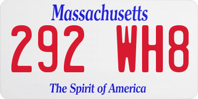 MA license plate 292WH8