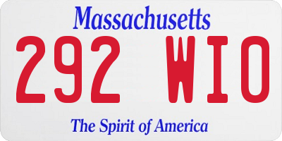 MA license plate 292WI0
