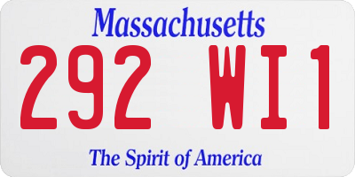 MA license plate 292WI1