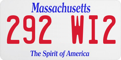MA license plate 292WI2
