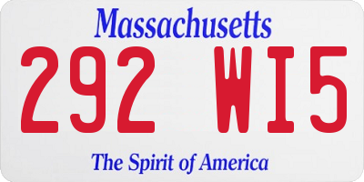 MA license plate 292WI5