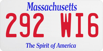MA license plate 292WI6