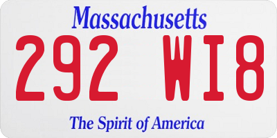 MA license plate 292WI8