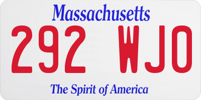 MA license plate 292WJ0