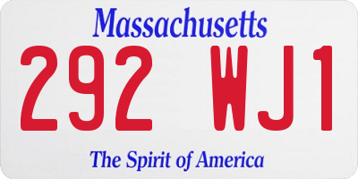 MA license plate 292WJ1