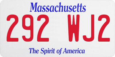MA license plate 292WJ2