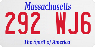 MA license plate 292WJ6