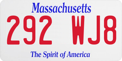 MA license plate 292WJ8