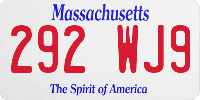 MA license plate 292WJ9