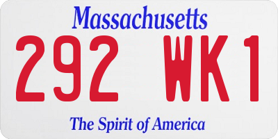 MA license plate 292WK1