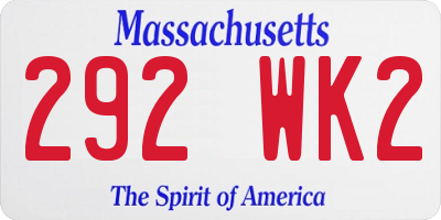MA license plate 292WK2