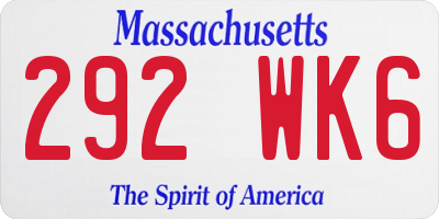 MA license plate 292WK6