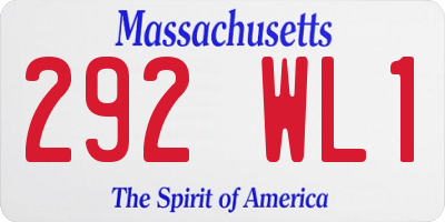 MA license plate 292WL1