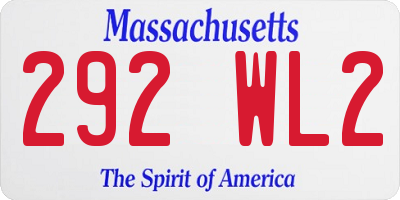 MA license plate 292WL2