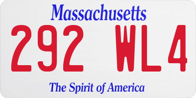 MA license plate 292WL4