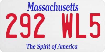 MA license plate 292WL5