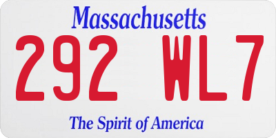 MA license plate 292WL7