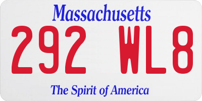 MA license plate 292WL8