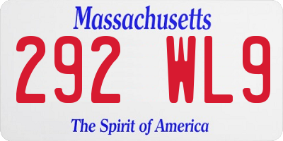 MA license plate 292WL9