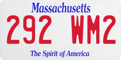 MA license plate 292WM2