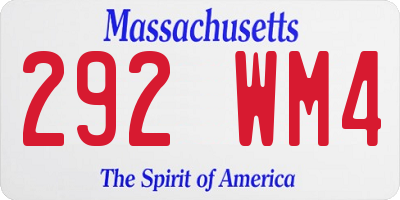 MA license plate 292WM4