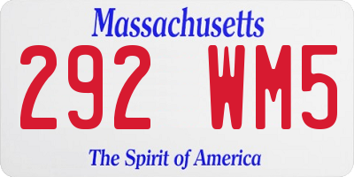 MA license plate 292WM5
