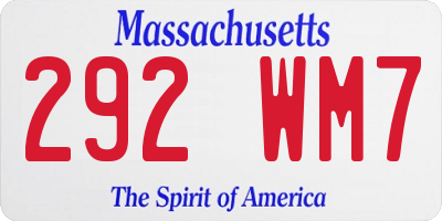 MA license plate 292WM7