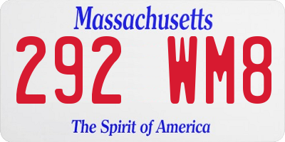 MA license plate 292WM8
