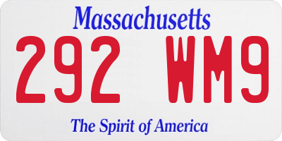 MA license plate 292WM9