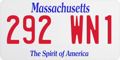 MA license plate 292WN1