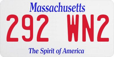 MA license plate 292WN2