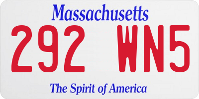 MA license plate 292WN5