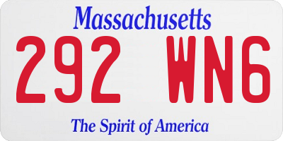 MA license plate 292WN6