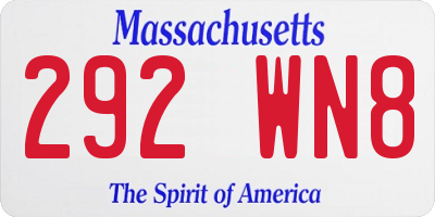 MA license plate 292WN8