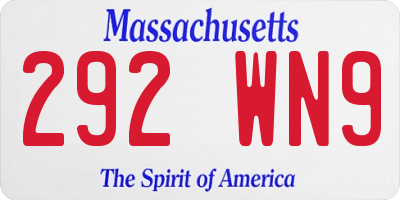 MA license plate 292WN9