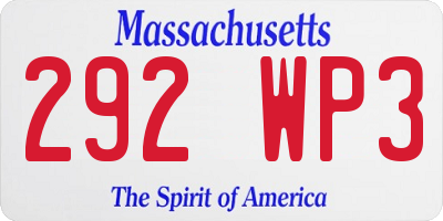 MA license plate 292WP3