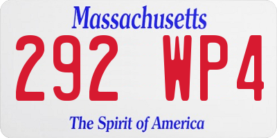 MA license plate 292WP4