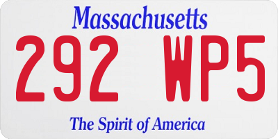 MA license plate 292WP5
