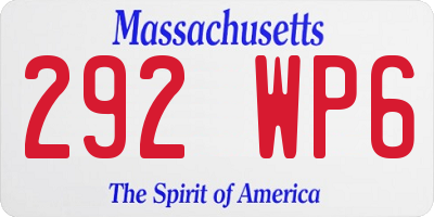 MA license plate 292WP6