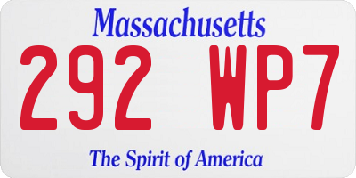 MA license plate 292WP7