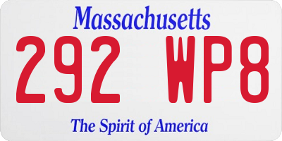 MA license plate 292WP8