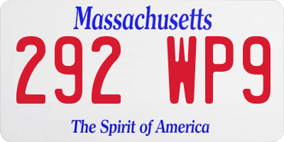 MA license plate 292WP9