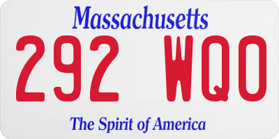 MA license plate 292WQ0