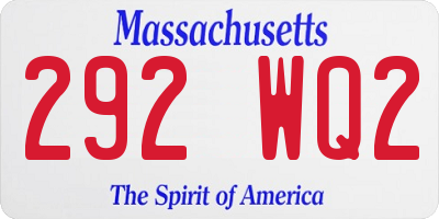 MA license plate 292WQ2