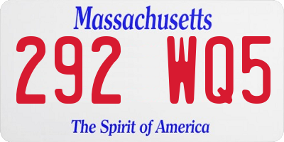 MA license plate 292WQ5