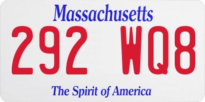 MA license plate 292WQ8