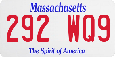 MA license plate 292WQ9