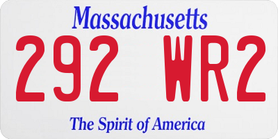 MA license plate 292WR2