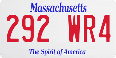 MA license plate 292WR4