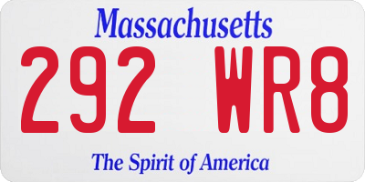 MA license plate 292WR8